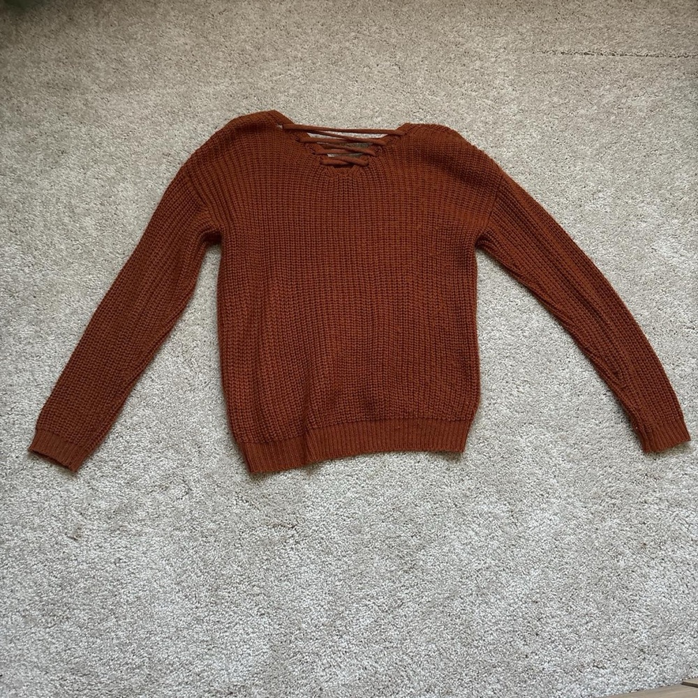 Rust Cable Knit Sweater - Picture 2 of 2